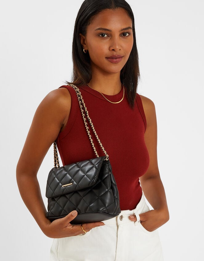 accessorize Quilted Faux Leather Cross-Body Bag Black