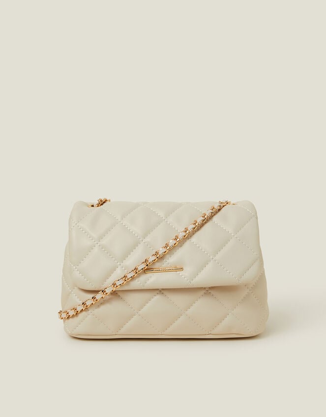 Accessorize Quilted Faux Leather Cross-Body Bag Cream