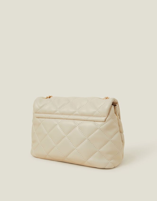 Accessorize Quilted Faux Leather Cross-Body Bag Cream