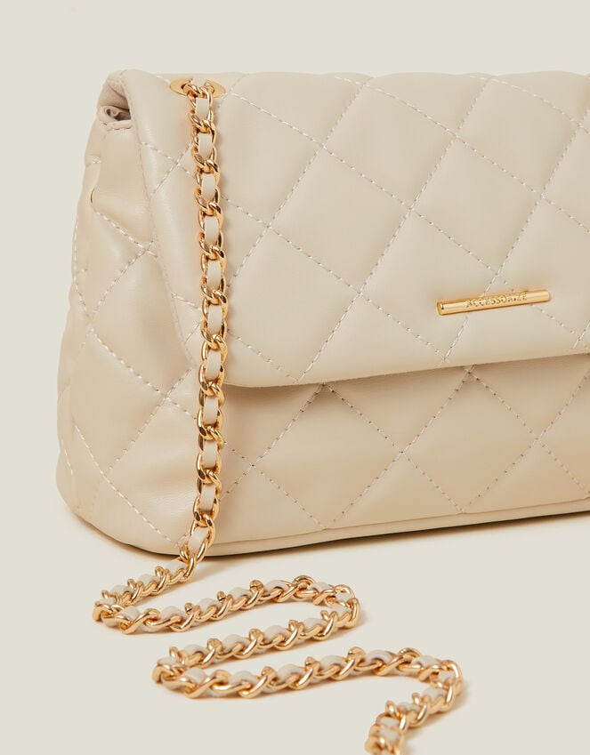 Accessorize Quilted Faux Leather Cross-Body Bag Cream