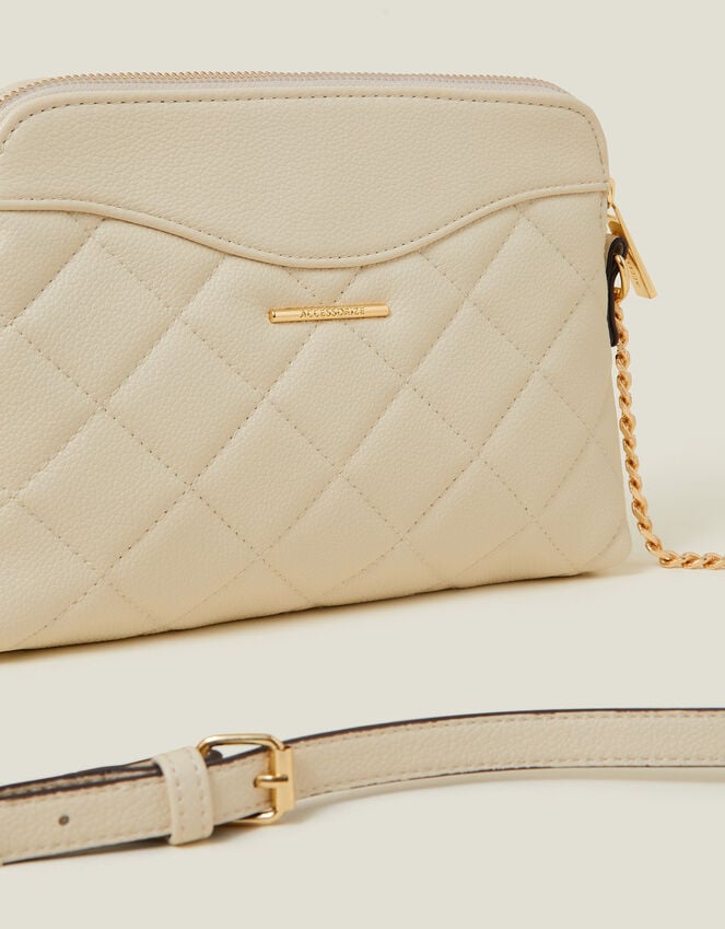 Accessorize Quilted Faux Leather Cross-Body Bag Cream