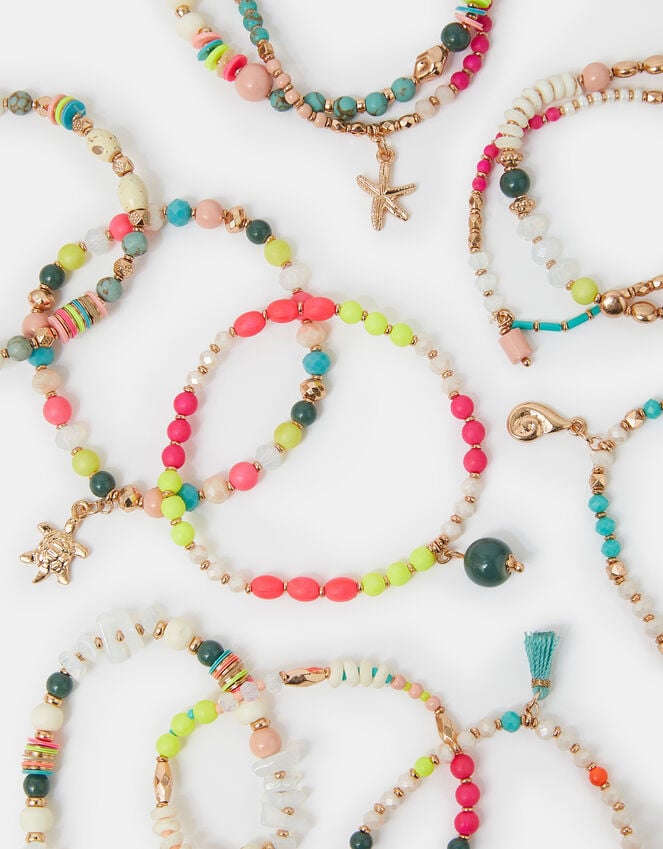 accessorize Sea Charm Beaded Stretch Bracelet Multipack