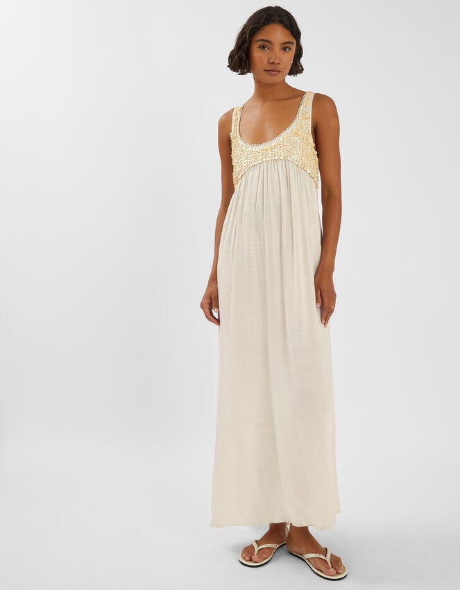accessorize Sleeveless Embellished Maxi Dress Ivory