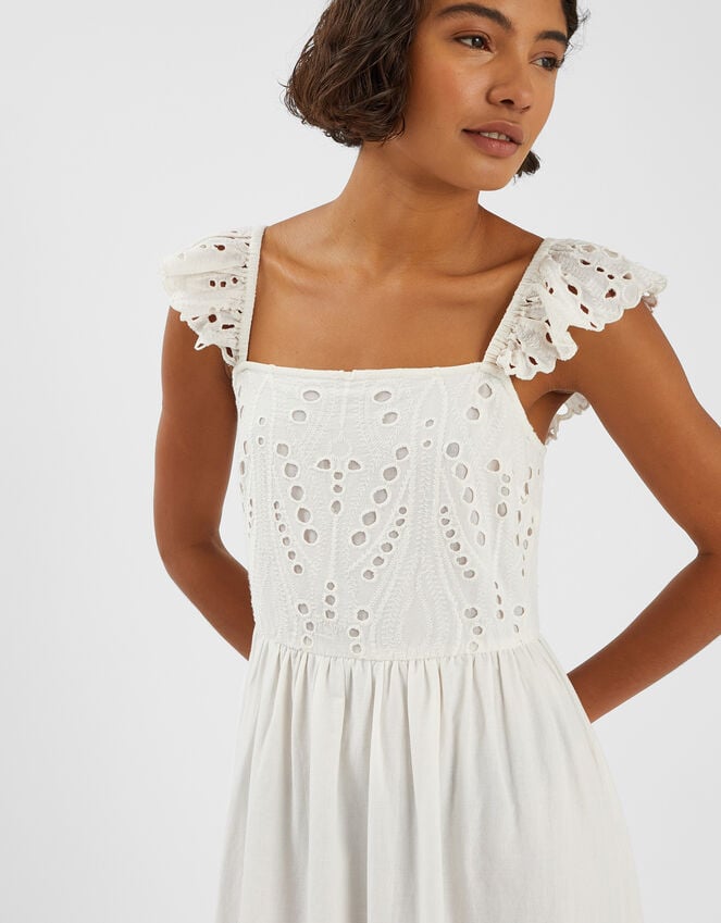 Accessorize Sleeveless Frilly Broderie Maxi Dress Ivory