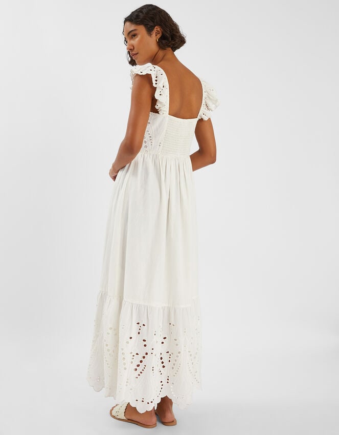 Accessorize Sleeveless Frilly Broderie Maxi Dress Ivory