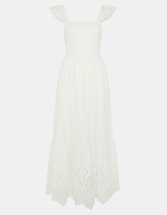 Accessorize Sleeveless Frilly Broderie Maxi Dress Ivory