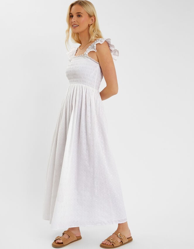 accessorize Sleeveless Smocked Broderie Sundress White