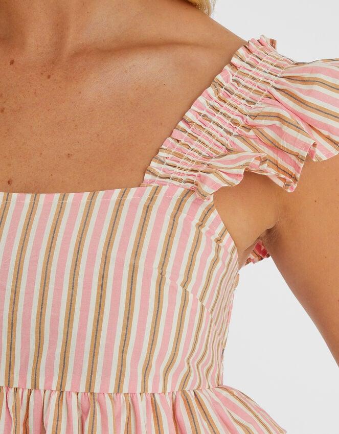 Accessorize Sleeveless Stripe Frilly Mini Dress Pink