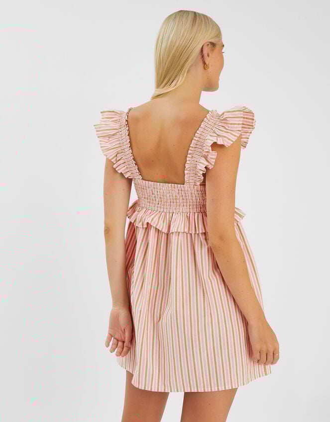 Accessorize Sleeveless Stripe Frilly Mini Dress Pink