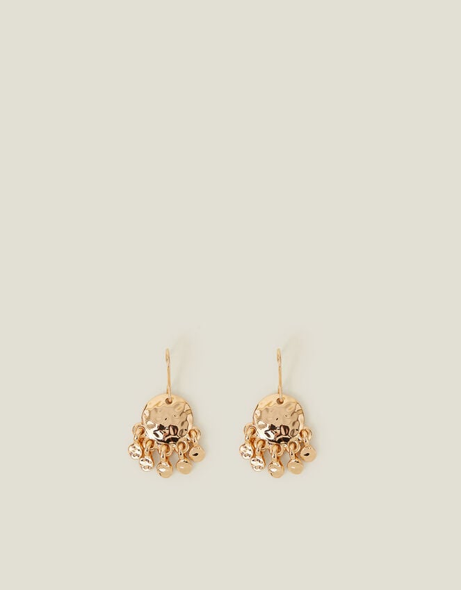Accessorize Small Hammered Disc Chandelier Earrings Gold