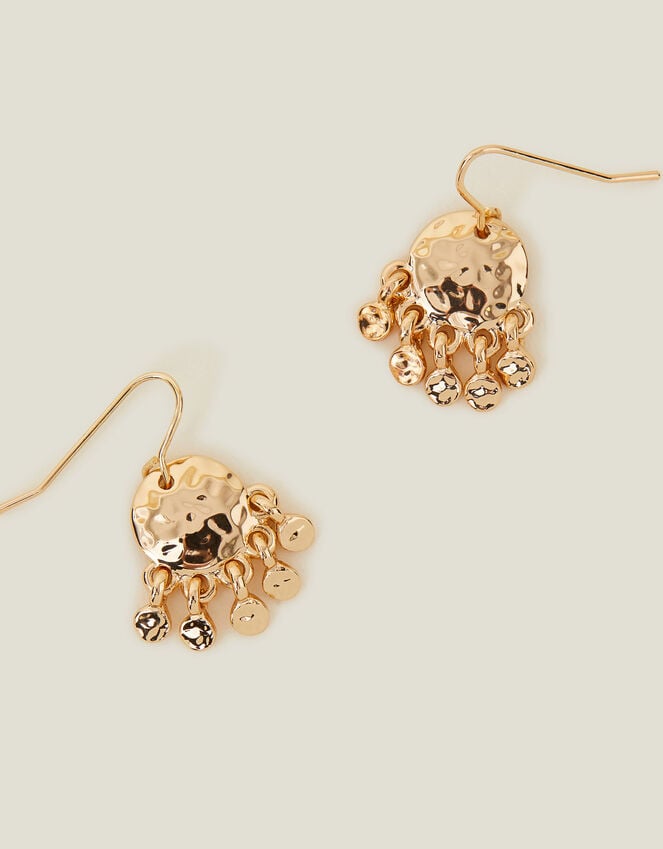 accessorize Small Hammered Disc Chandelier Earrings Gold