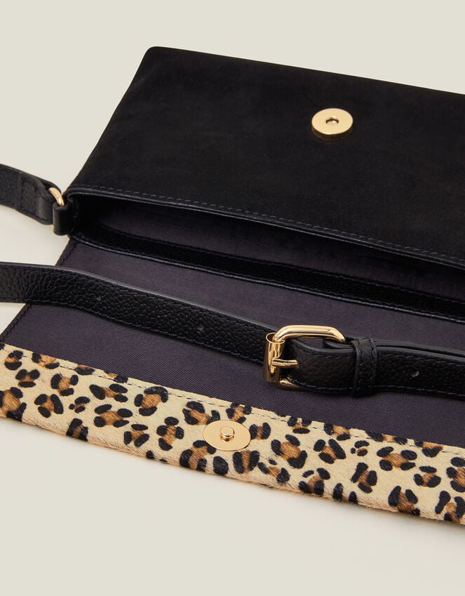 Accessorize Small Leopard Print Leather Cross-Body Bag