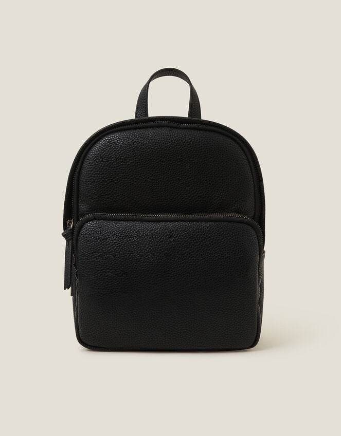 Accessorize Small Plain Faux Leather Backpack Black