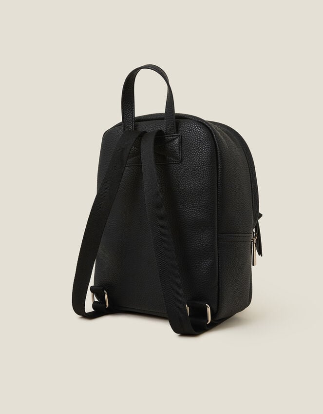 Accessorize Small Plain Faux Leather Backpack Black