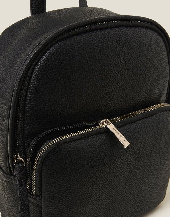 Accessorize Small Plain Faux Leather Backpack Black