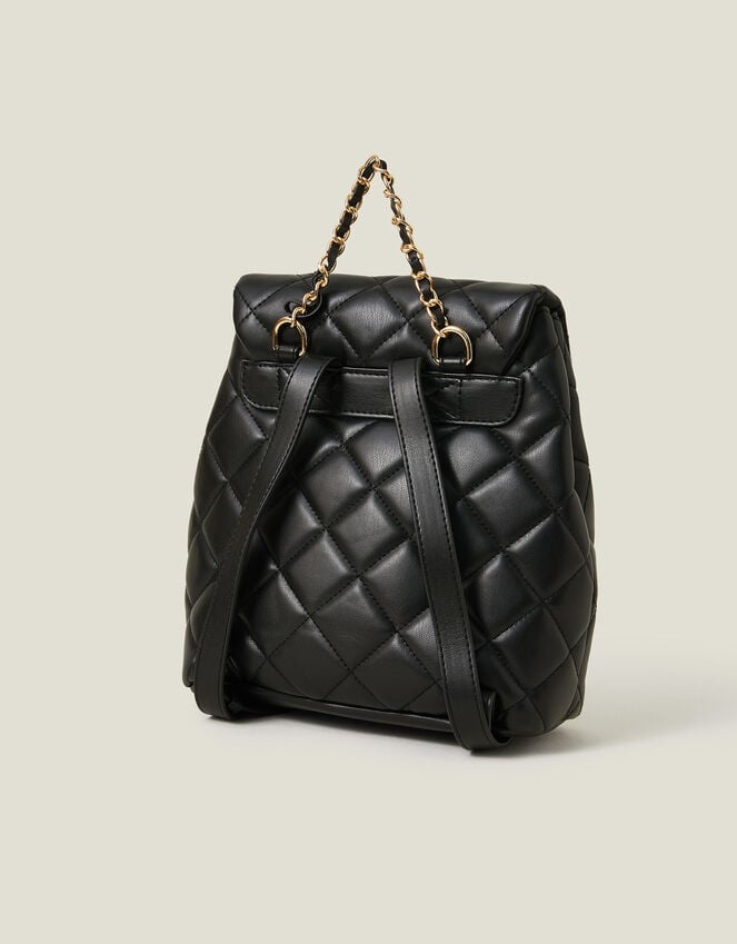 Accessorize Small Quilted Faux Leather Backpack Black