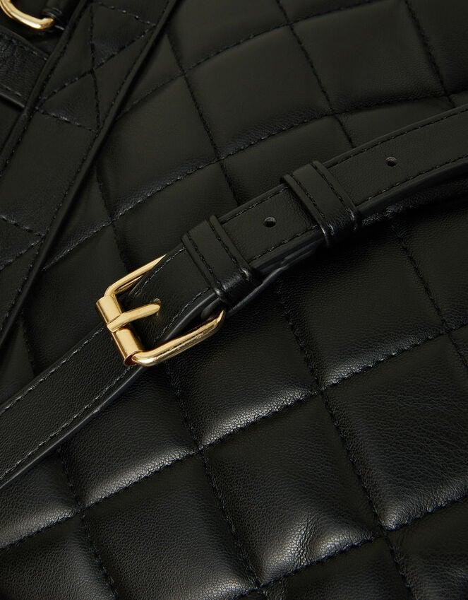 Accessorize Small Quilted Faux Leather Backpack Black