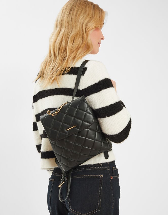 accessorize Small Quilted Faux Leather Backpack Black