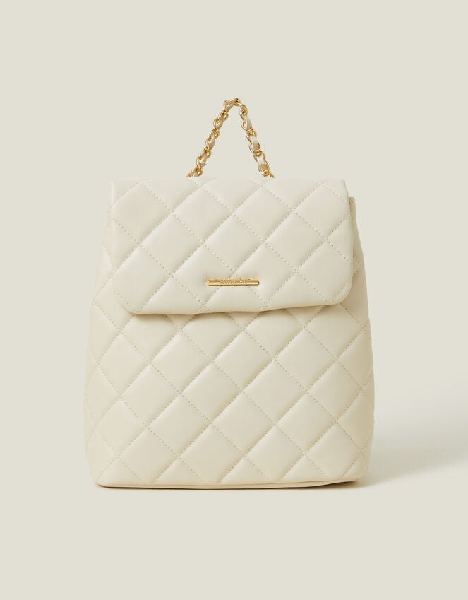 Accessorize Small Quilted Faux Leather Backpack Cream