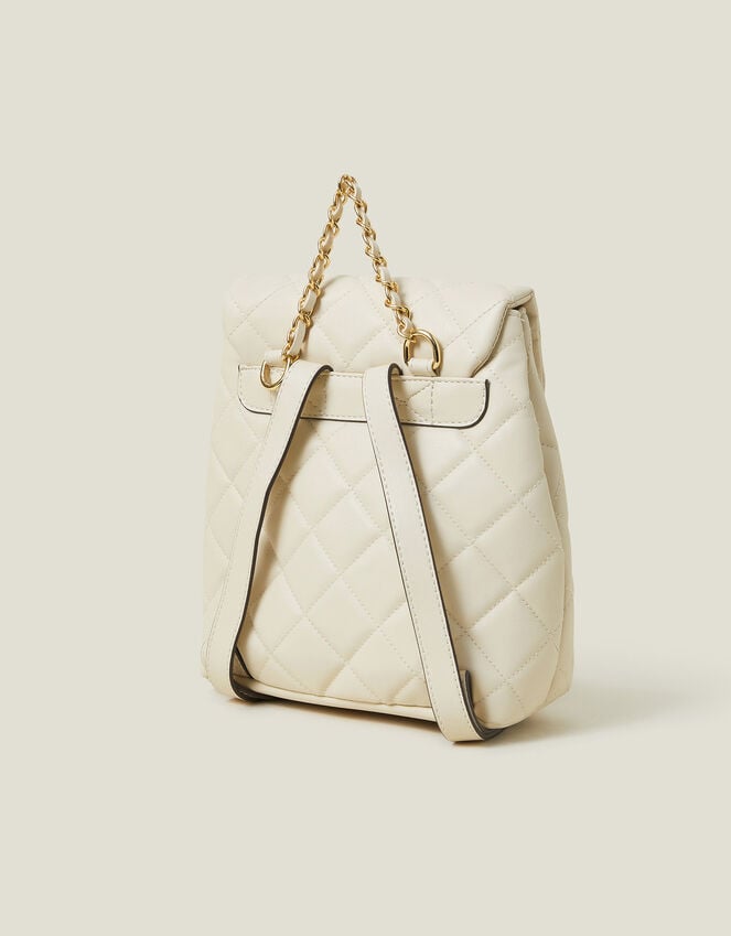 Accessorize Small Quilted Faux Leather Backpack Cream