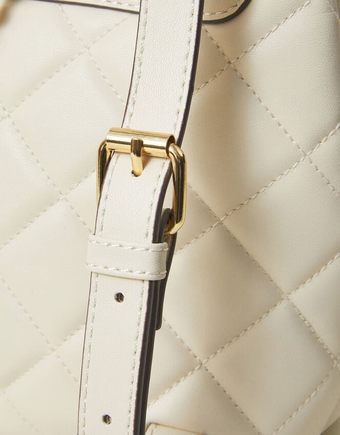 Accessorize Small Quilted Faux Leather Backpack Cream