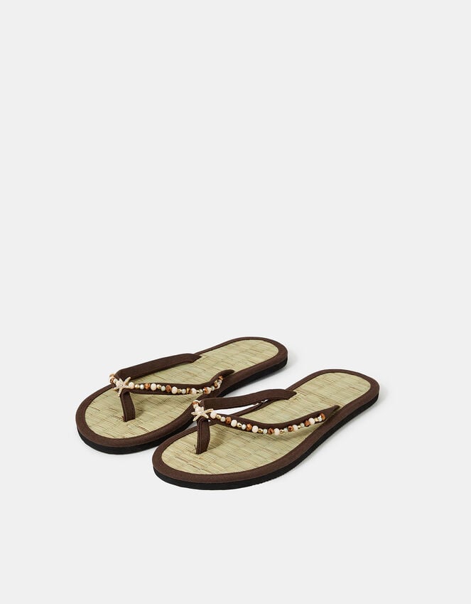 accessorize Sparkle Starfish Seagrass Flip Flops Brown