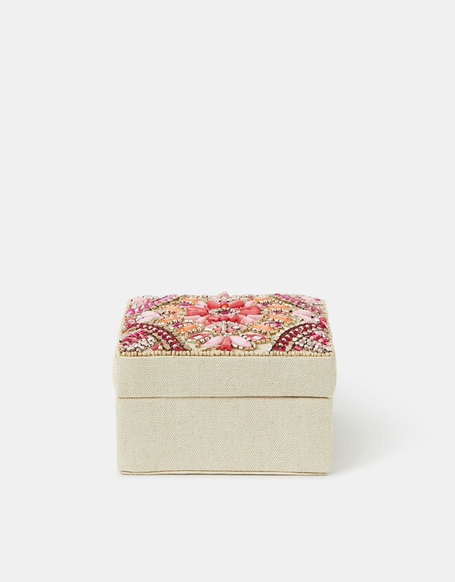 accessorize Square Mirror & Bead Embellished Jewellery Box