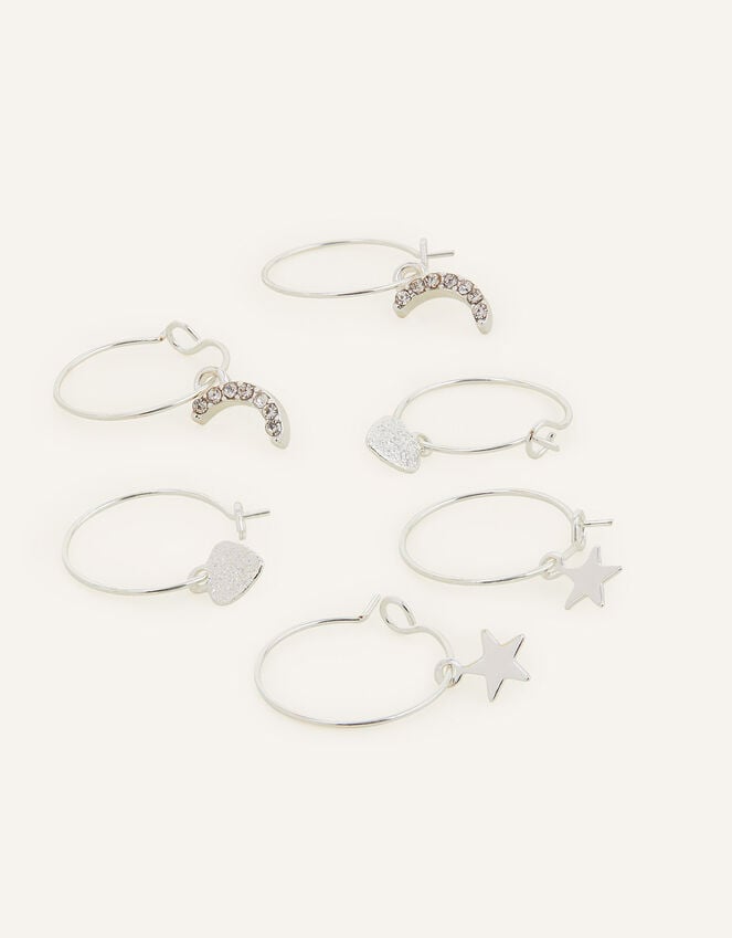 Accessorize Star And Moon Hoop Earring Set Of Three