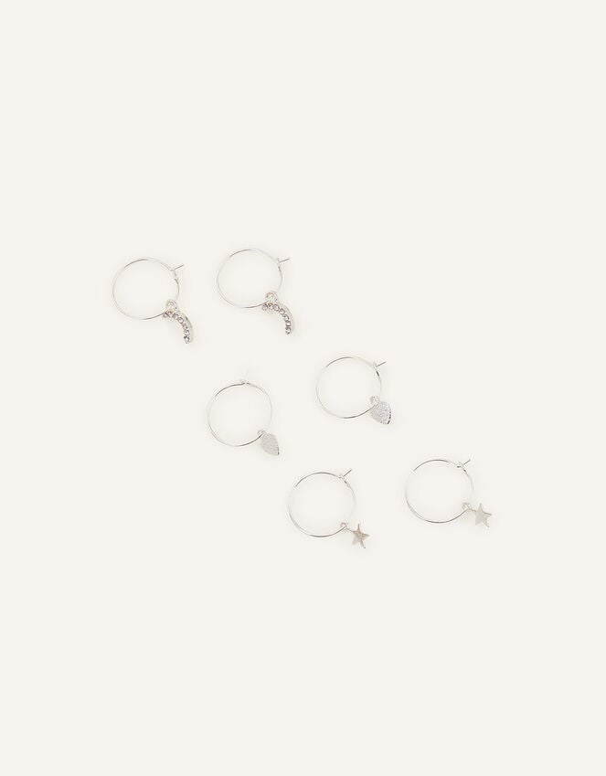accessorize Star and Moon Hoop Earring Set of Three
