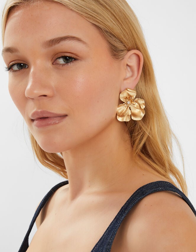 Accessorize Statement Diamante Flower Stud Earrings