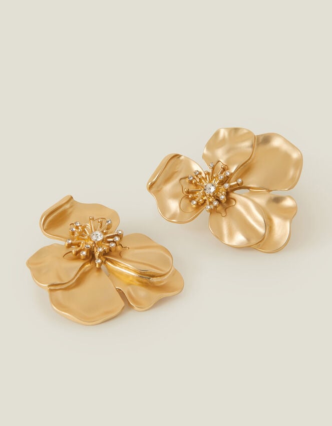 accessorize Statement Diamante Flower Stud Earrings