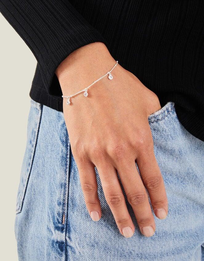 Accessorize Sterling Silver Crystal Station Bracelet