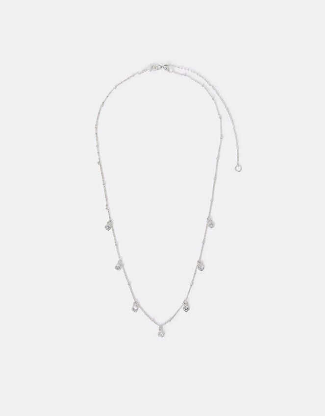 Accessorize Sterling Silver Crystal Station Necklace