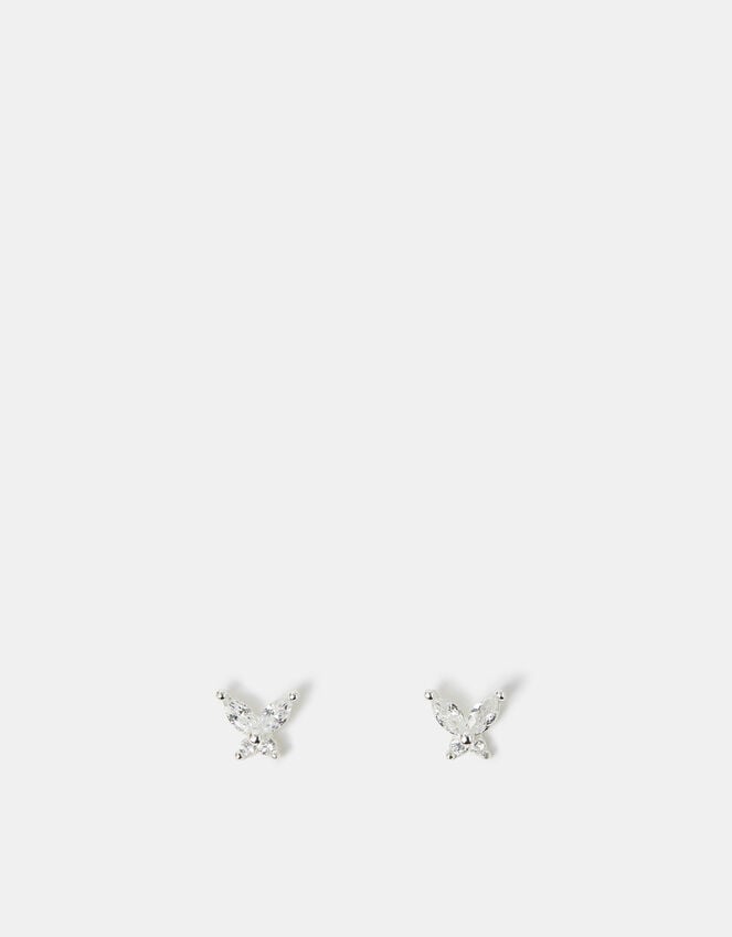 Accessorize Sterling Silver Diamante Butterfly Stud Earrings