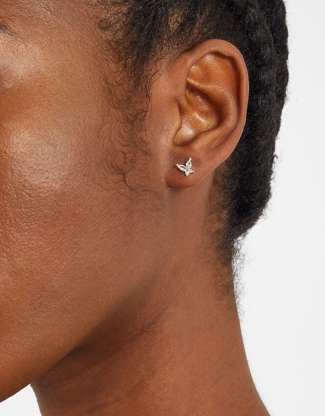 Accessorize Sterling Silver Diamante Butterfly Stud Earrings