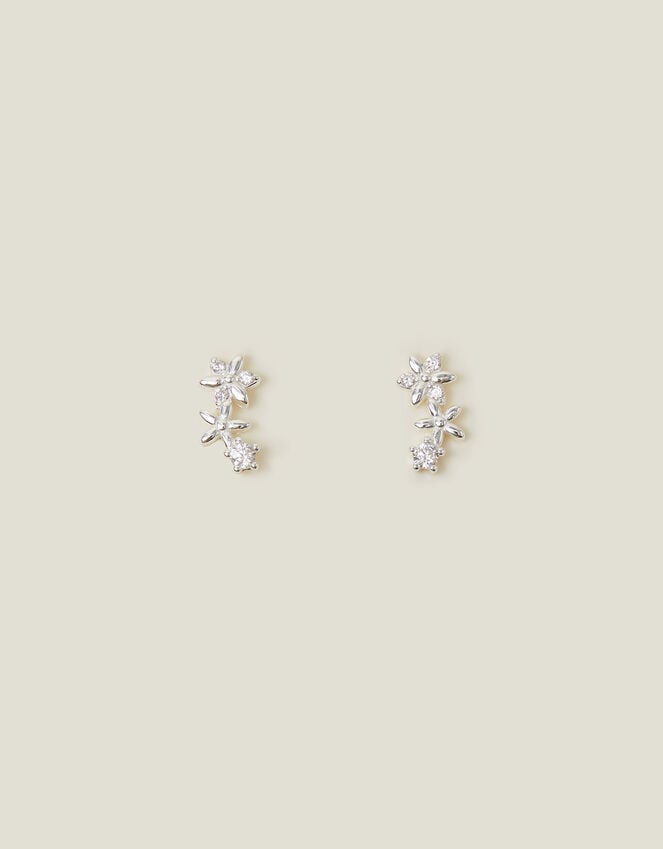 Accessorize Sterling Silver Floral Climber Stud Earrings