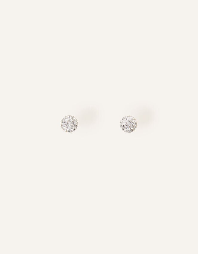 Accessorize Sterling Silver Pave Ball Stud Earrings