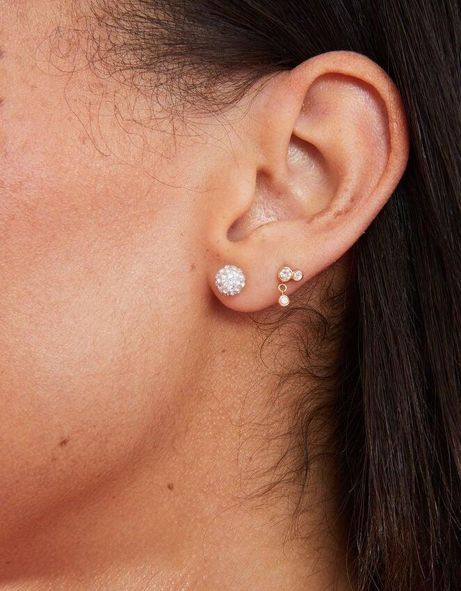Accessorize Sterling Silver Pave Ball Stud Earrings