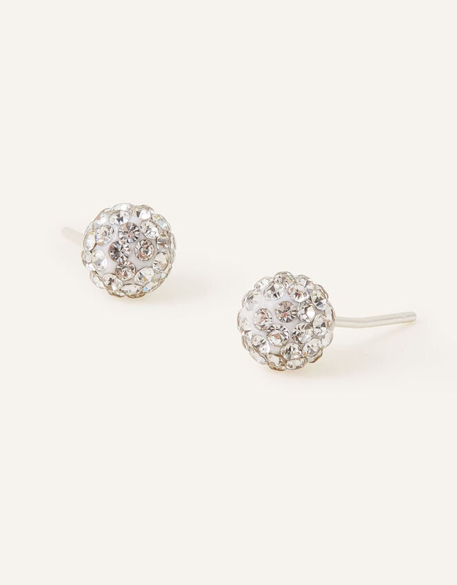 accessorize Sterling Silver Pave Ball Stud Earrings