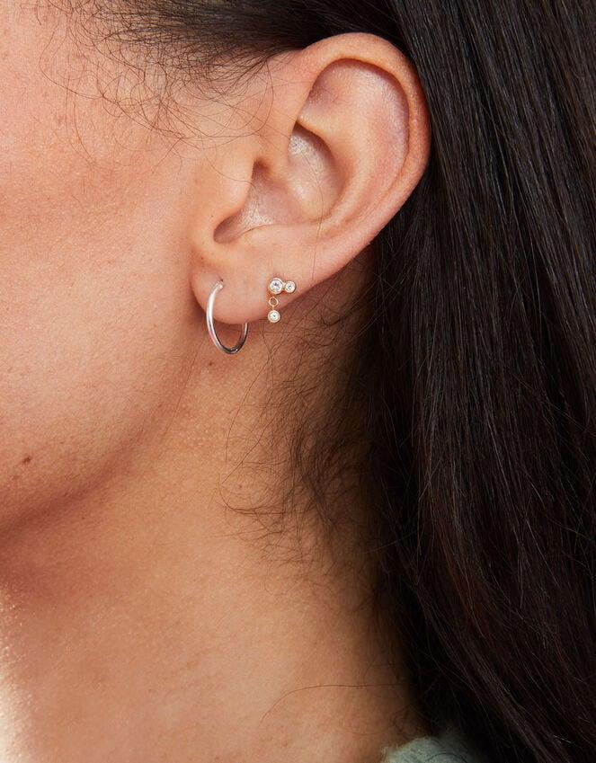 Accessorize Sterling Silver Plain Mini Hoops Set Of Two