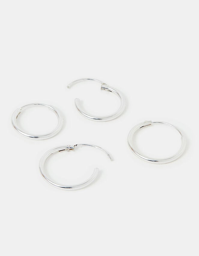 accessorize Sterling Silver Plain Mini Hoops Set of Two