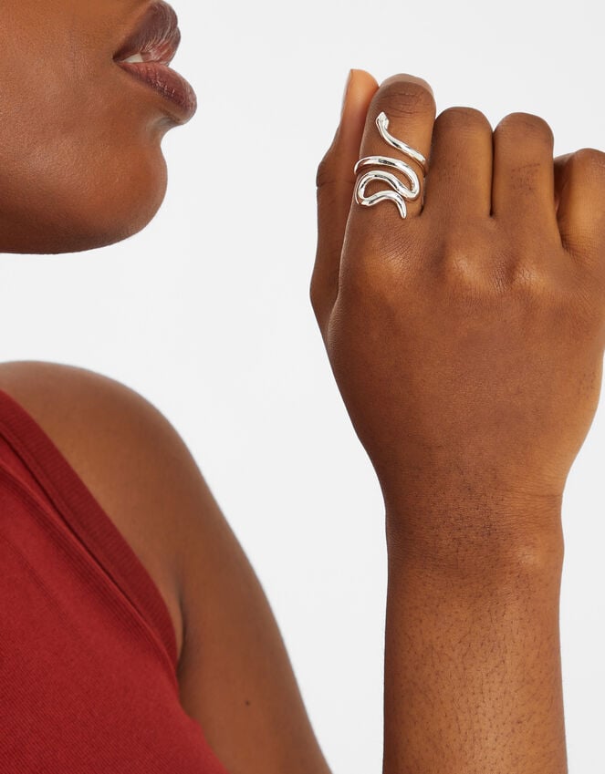 Accessorize Sterling Silver-Plated Adjustable Snake Ring