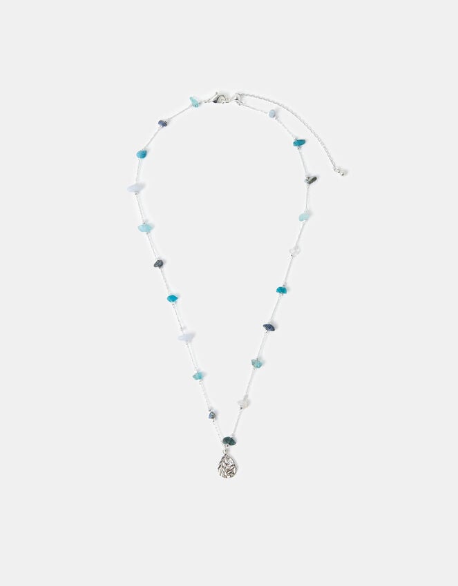 Accessorize Sterling Silver-Plated Beaded Leaf Pendant Necklace