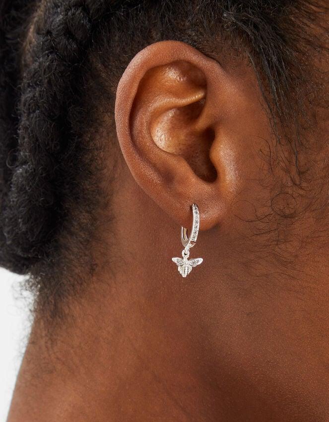 Accessorize Sterling Silver-Plated Bee Drop Huggie Hoop Earrings