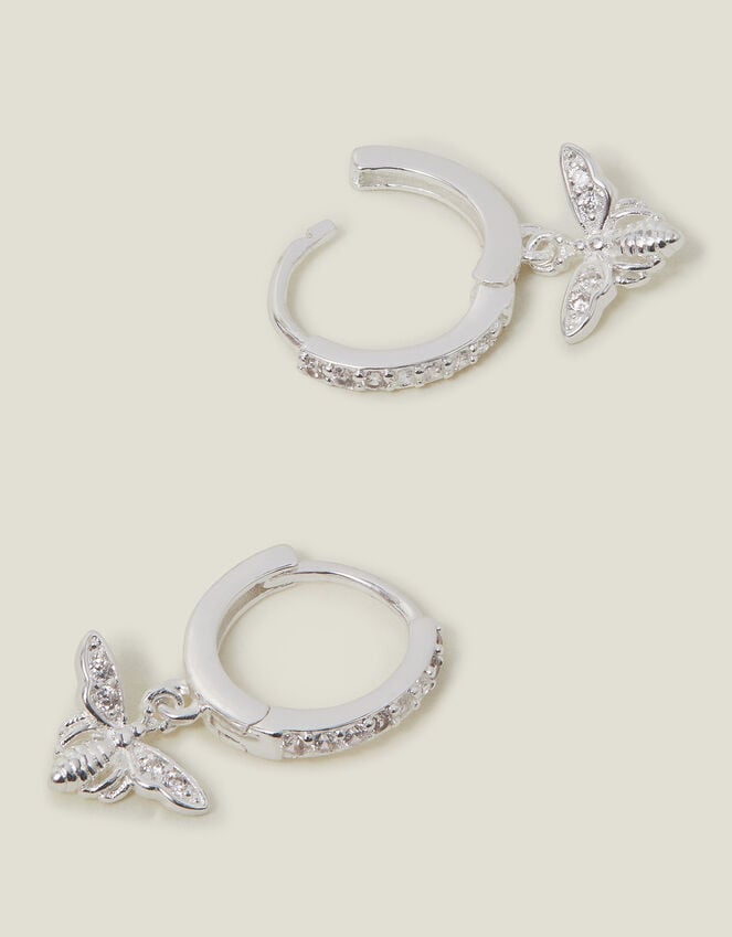 accessorize Sterling Silver-Plated Bee Drop Huggie Hoop Earrings