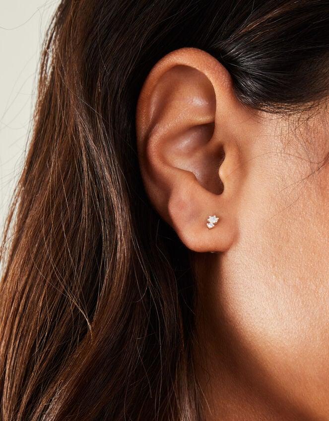 Accessorize Sterling Silver-Plated Birthstone Stud Earrings Silver