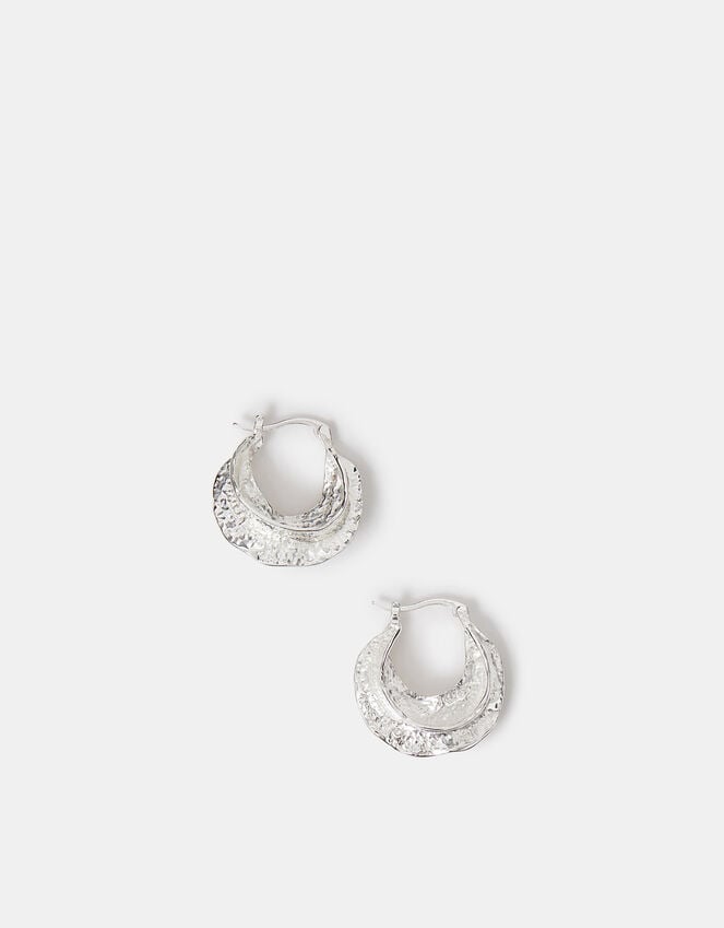 Accessorize Sterling Silver-Plated Chunky Hammered Hoop Earrings