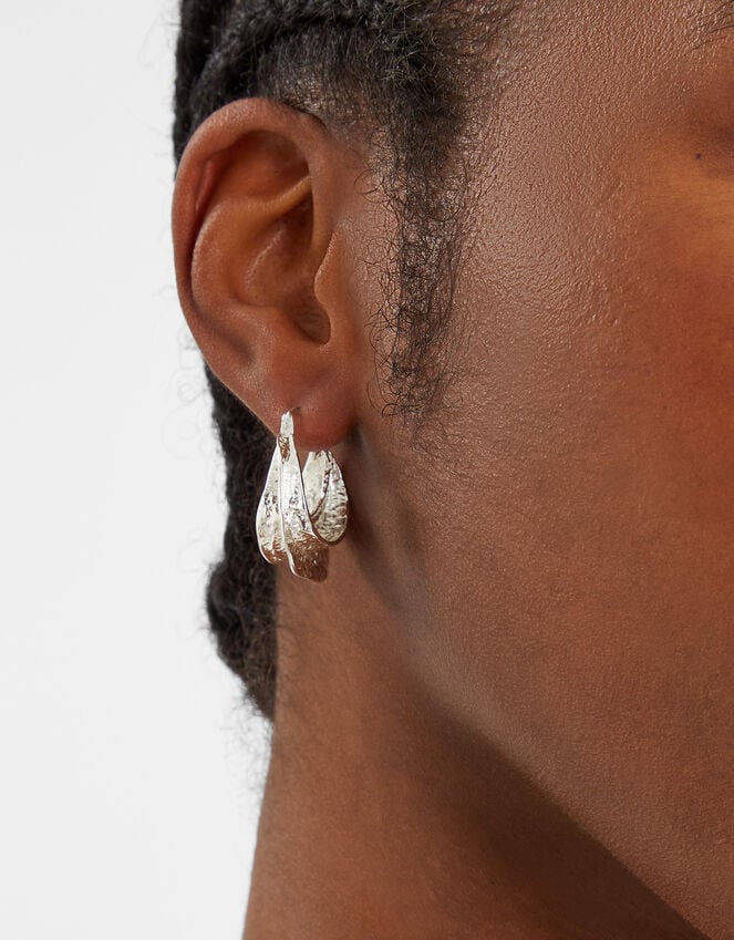 Accessorize Sterling Silver-Plated Chunky Hammered Hoop Earrings