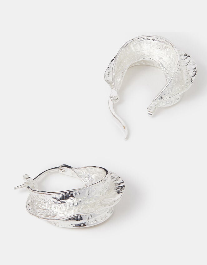accessorize Sterling Silver-Plated Chunky Hammered Hoop Earrings