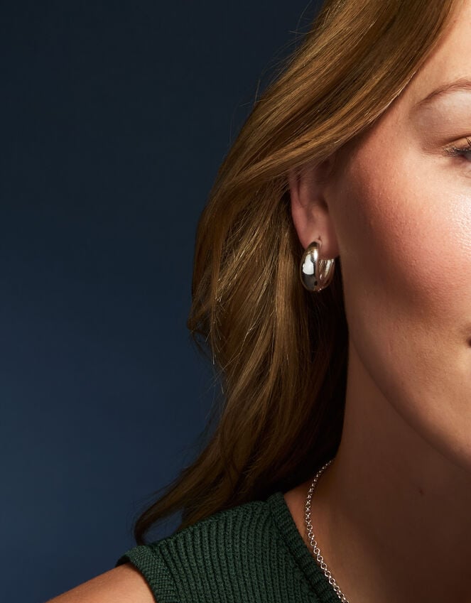 Accessorize Sterling Silver-Plated Chunky Hoop Earrings